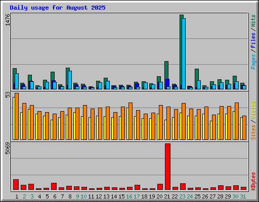 Daily usage for August 2025